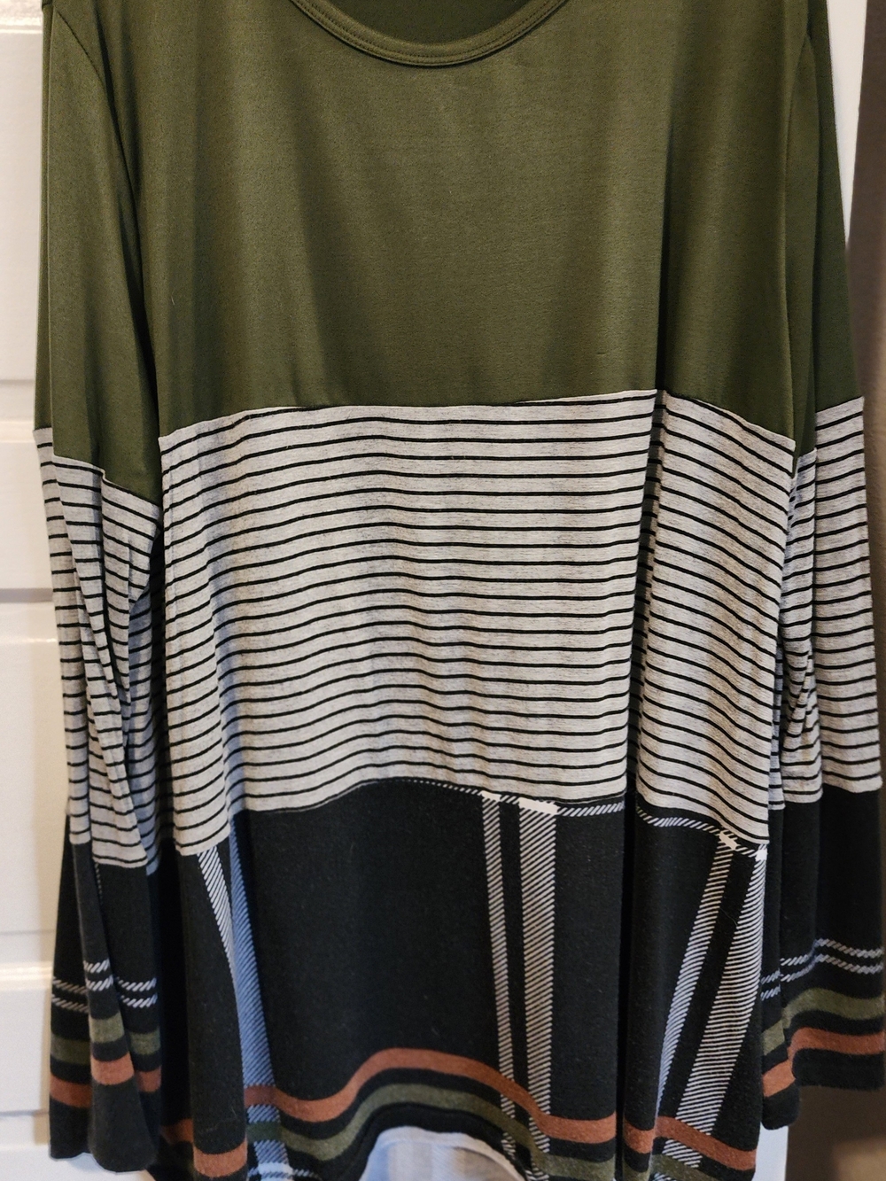 Women’s Olive Stripe Panel Tunic